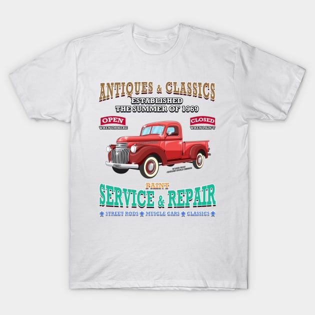 Antique Classic Car Garage Hot Rod Novelty Gift T-Shirt by Airbrush World